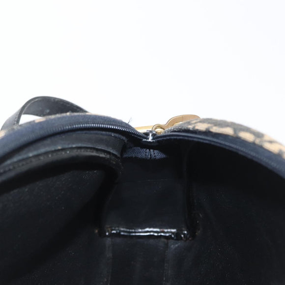 Christian Dior Trotter Canvas Shoulder Bag Navy Gold Auth 172485