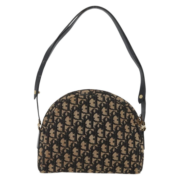 Christian Dior Trotter Canvas Shoulder Bag Navy Gold Auth 172485