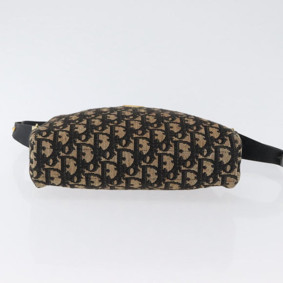 Christian Dior Trotter Canvas Shoulder Bag Navy Gold Auth 172485