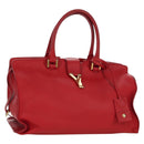 SAINT LAURENT Cabas Classic Hand Bag Leather Red Gold 311208 Auth 172487M-1