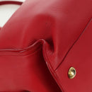 SAINT LAURENT Cabas Classic Hand Bag Leather Red Gold 311208 Auth 172487M-16