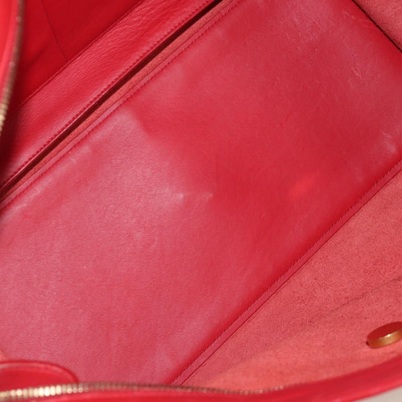 SAINT LAURENT Cabas Classic Hand Bag Leather Red Gold 311208 Auth 172487M