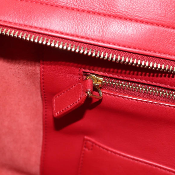 SAINT LAURENT Cabas Classic Hand Bag Leather Red Gold 311208 Auth 172487M