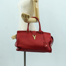SAINT LAURENT Cabas Classic Hand Bag Leather Red Gold 311208 Auth 172487M-27