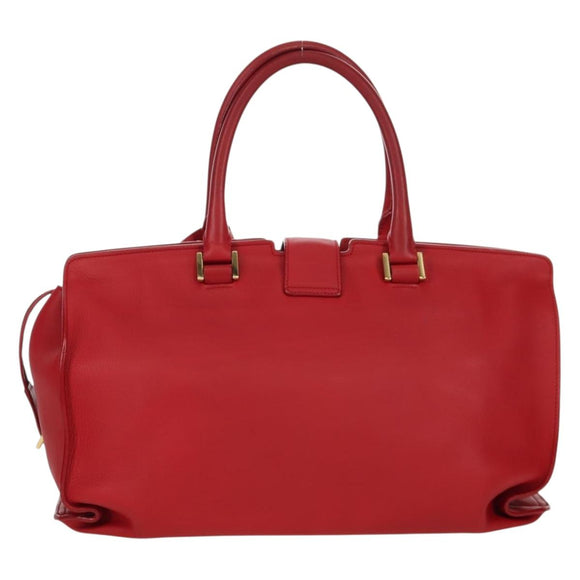 SAINT LAURENT Cabas Classic Hand Bag Leather Red Gold 311208 Auth 172487M
