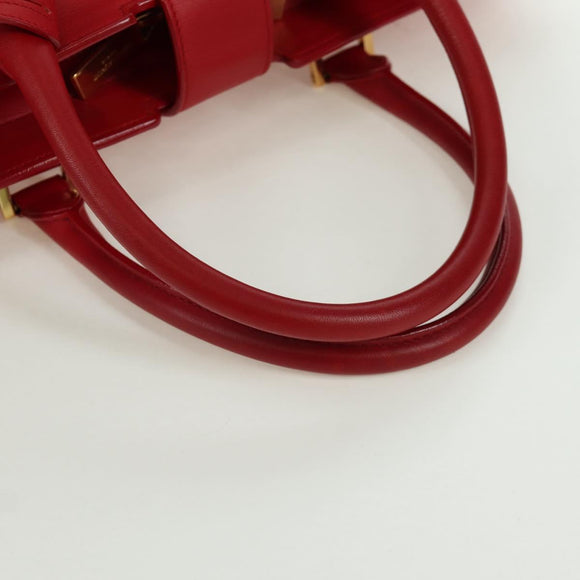 SAINT LAURENT Cabas Classic Hand Bag Leather Red Gold 311208 Auth 172487M