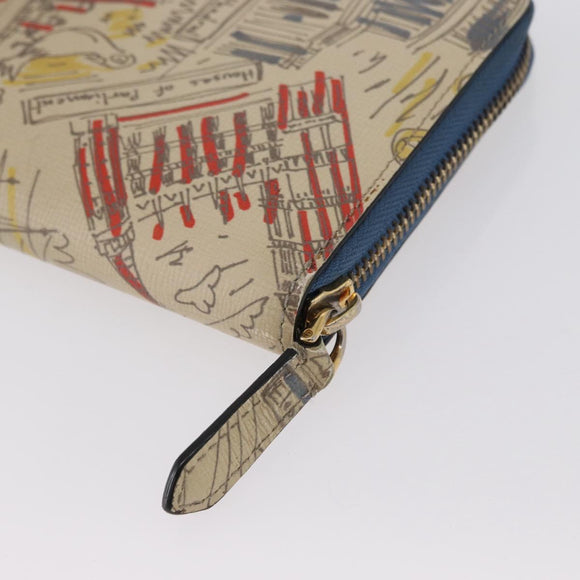 BURBERRY Long Wallet Leather Ivory Gold Auth 172501