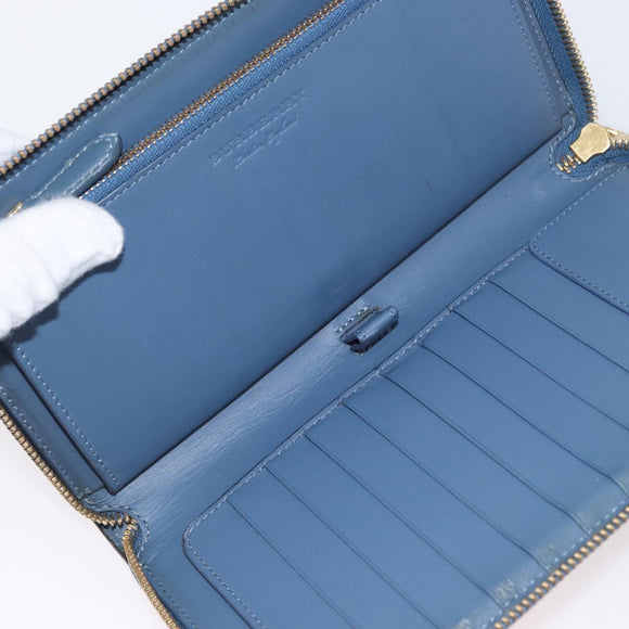 BURBERRY Long Wallet Leather Ivory Gold Auth 172501