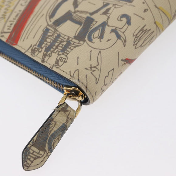 BURBERRY Long Wallet Leather Ivory Gold Auth 172501