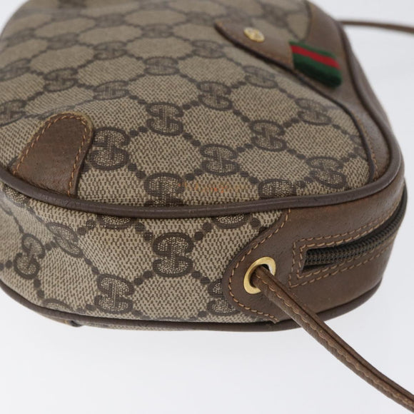 GUCCI GG Supreme Web Sherry Line Bag PVC Beige Gold 89 02 066 Auth 172511