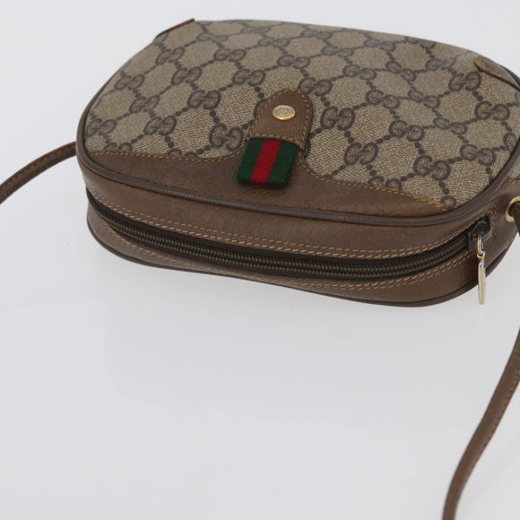 GUCCI GG Supreme Web Sherry Line Bag PVC Beige Gold 89 02 066 Auth 172511