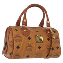 MCM Logogram Vicetos Mini Boston Bag PVC 2way Brown Gold Auth 172512A-1