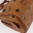 MCM Logogram Vicetos Mini Boston Bag PVC 2way Brown Gold Auth 172512A-16