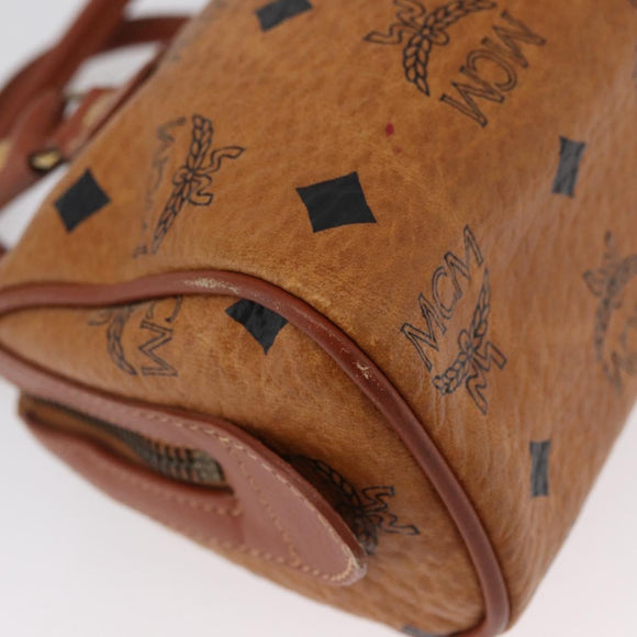MCM Logogram Vicetos Mini Boston Bag PVC 2way Brown Gold Auth 172512A