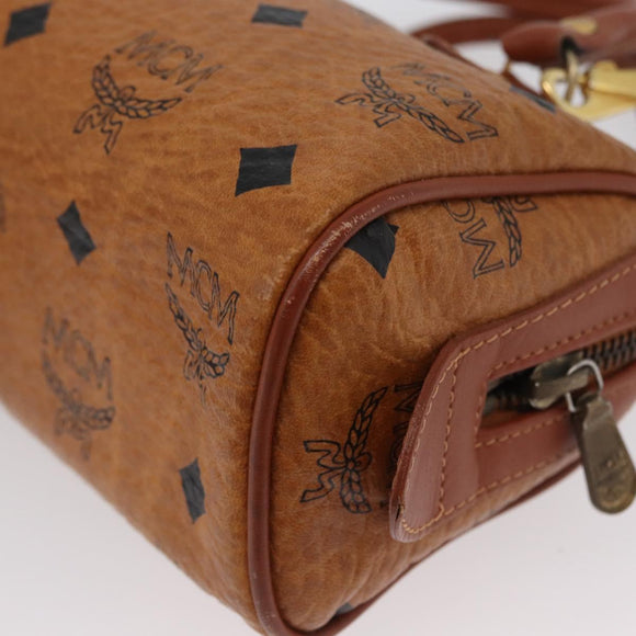 MCM Logogram Vicetos Mini Boston Bag PVC 2way Brown Gold Auth 172512A