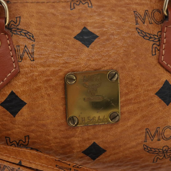 MCM Logogram Vicetos Mini Boston Bag PVC 2way Brown Gold Auth 172512A