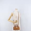 MCM Logogram Vicetos Mini Boston Bag PVC 2way Brown Gold Auth 172512A-22