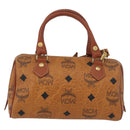 MCM Logogram Vicetos Mini Boston Bag PVC 2way Brown Gold Auth 172512A-2