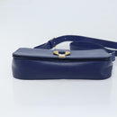 SAINT LAURENT Y Line Shoulder Bag Leather Blue Gold 311214 Auth 172514V-5