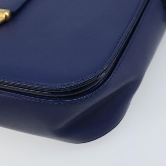 SAINT LAURENT Y Line Shoulder Bag Leather Blue Gold 311214 Auth 172514V
