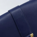 SAINT LAURENT Y Line Shoulder Bag Leather Blue Gold 311214 Auth 172514V-9