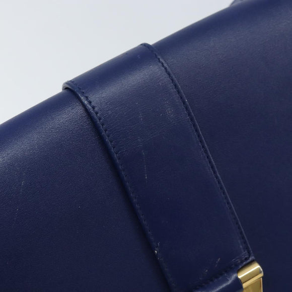 SAINT LAURENT Y Line Shoulder Bag Leather Blue Gold 311214 Auth 172514V