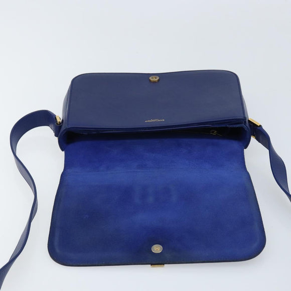 SAINT LAURENT Y Line Shoulder Bag Leather Blue Gold 311214 Auth 172514V