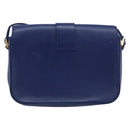 SAINT LAURENT Y Line Shoulder Bag Leather Blue Gold 311214 Auth 172514V-2