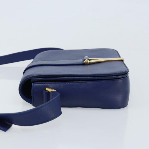 SAINT LAURENT Y Line Shoulder Bag Leather Blue Gold 311214 Auth 172514V