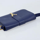 SAINT LAURENT Y Line Shoulder Bag Leather Blue Gold 311214 Auth 172514V-6