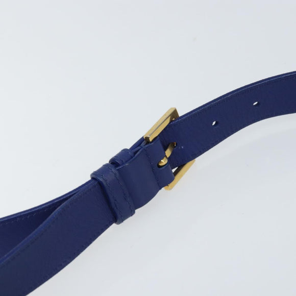 SAINT LAURENT Y Line Shoulder Bag Leather Blue Gold 311214 Auth 172514V
