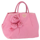 PRADA Hand Bag Nylon Pink Gold Auth 172515A-1