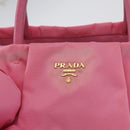 PRADA Hand Bag Nylon Pink Gold Auth 172515A-14