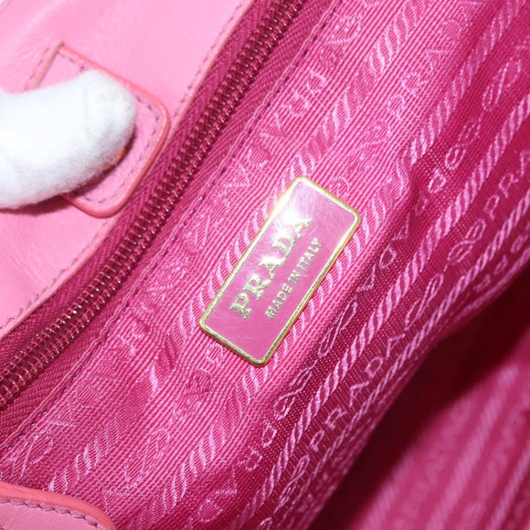 PRADA Hand Bag Nylon Pink Gold Auth 172515A