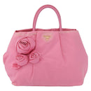 PRADA Hand Bag Nylon Pink Gold Auth 172515A-2