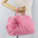 PRADA Hand Bag Nylon Pink Gold Auth 172515A-24