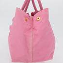 PRADA Hand Bag Nylon Pink Gold Auth 172515A-4