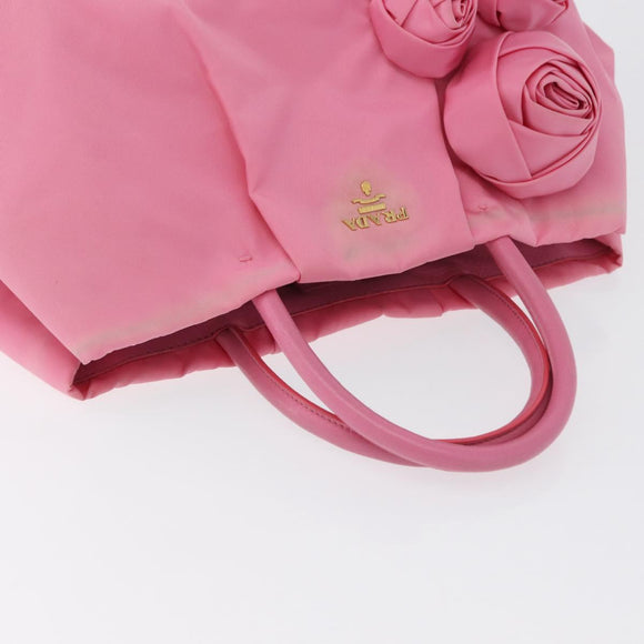 PRADA Hand Bag Nylon Pink Gold Auth 172515A