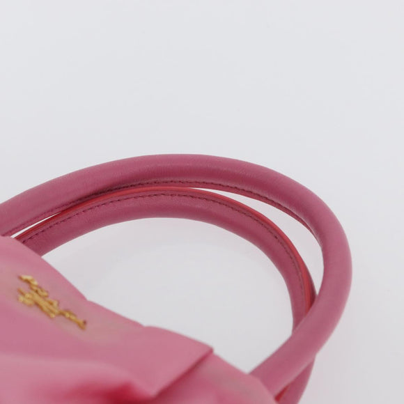 PRADA Hand Bag Nylon Pink Gold Auth 172515A