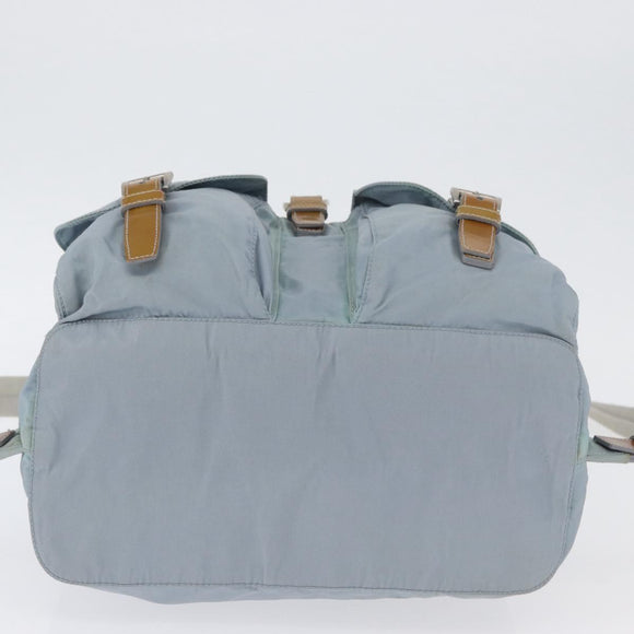 PRADA Backpack Nylon Light Blue Silver Auth 172516