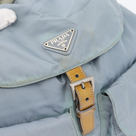 PRADA Backpack Nylon Light Blue Silver Auth 172516