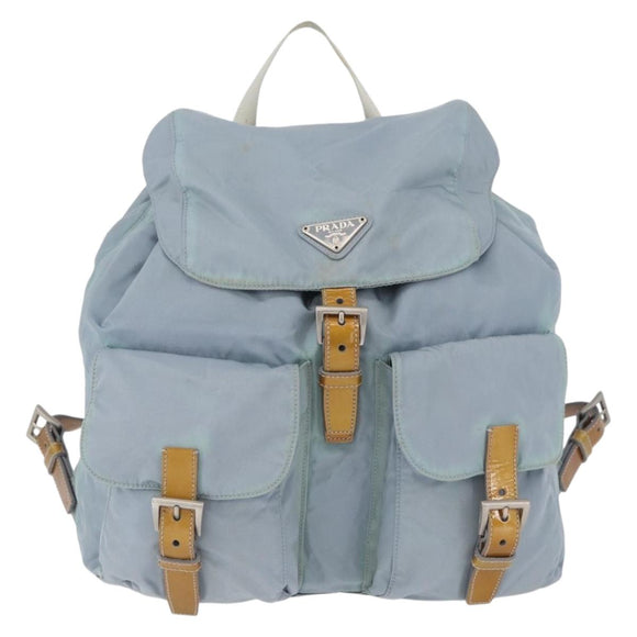 PRADA Backpack Nylon Light Blue Silver Auth 172516