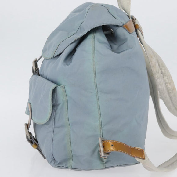 PRADA Backpack Nylon Light Blue Silver Auth 172516