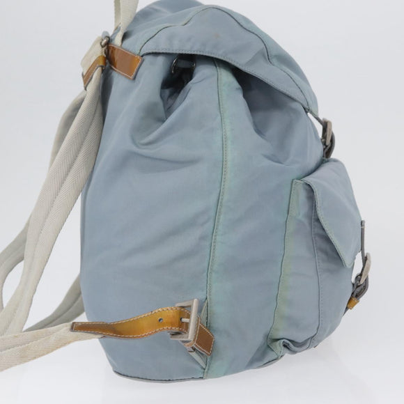 PRADA Backpack Nylon Light Blue Silver Auth 172516