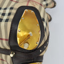 BURBERRY Nova Check Hand Bag PVC Beige Gold Auth 172518-10
