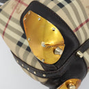 BURBERRY Nova Check Hand Bag PVC Beige Gold Auth 172518-11