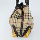 BURBERRY Nova Check Hand Bag PVC Beige Gold Auth 172518-4