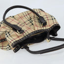 BURBERRY Nova Check Hand Bag PVC Beige Gold Auth 172518-6