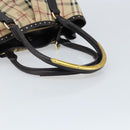 BURBERRY Nova Check Hand Bag PVC Beige Gold Auth 172518-7