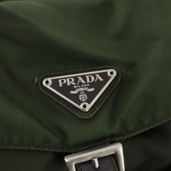 PRADA Backpack Nylon Green Silver Auth 172520